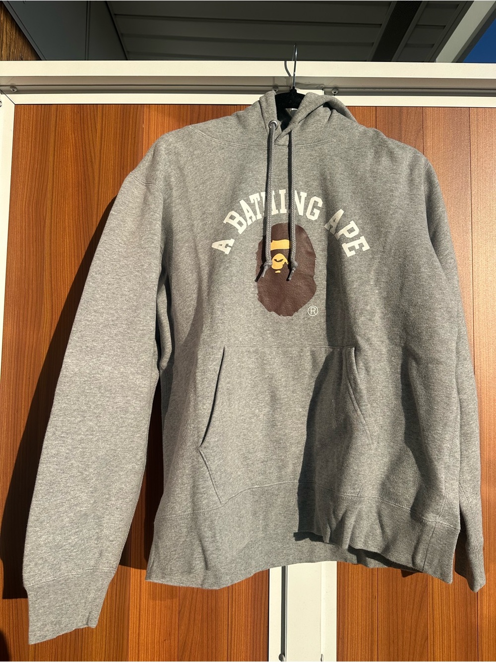 A Bathing Ape Grey Pullover Hoodie - Men's Logo Sweatshirt